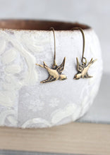 Load image into Gallery viewer, Small Bird Earrings - Gold Brass