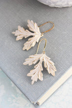 Load image into Gallery viewer, Gold Leaf Earrings - Shabby White Patina