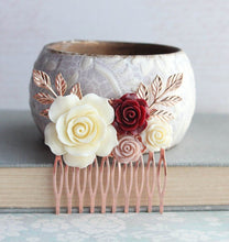 Load image into Gallery viewer, Rose Gold Floral Comb - C1047