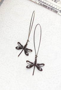 Dragonfly Earrings - Black Patina