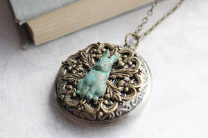 Rabbit Picture Locket - Verdigris Patina