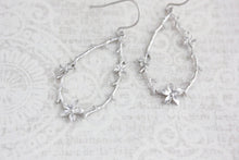 Load image into Gallery viewer, Twig and Flower Earrings - Matte Silver Rhodium