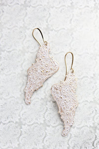 Shabby White Wing Earrings