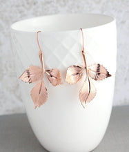 Load image into Gallery viewer, Three Leaf Branch Earrings | Rose Gold