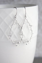 Load image into Gallery viewer, Twig and Flower Earrings - Matte Silver Rhodium