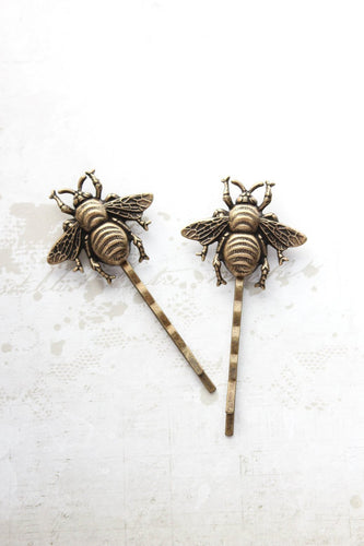 Bee Bobby Pins - Antiqued Brass