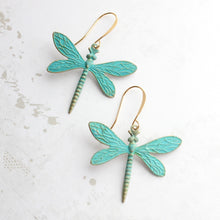 Load image into Gallery viewer, Dragonfly Earrings - Gold Brass