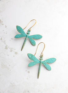 Dragonfly Earrings - Gold Brass