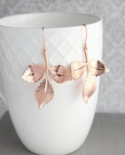 Load image into Gallery viewer, Three Leaf Branch Earrings | Rose Gold