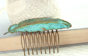 Feather Comb - Verdigris Patina