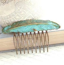 Load image into Gallery viewer, Feather Comb - Verdigris Patina