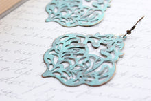 Load image into Gallery viewer, Damask Filigree Earrings - Aqua