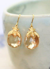 Load image into Gallery viewer, Honey Bee Earrings - Glass Drops