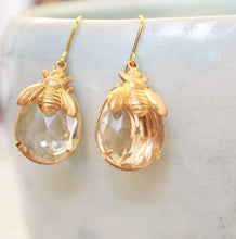 Load image into Gallery viewer, Honey Bee Earrings - Glass Drops