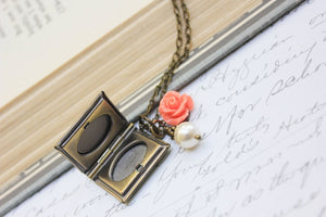 Book Locket - Red Rose