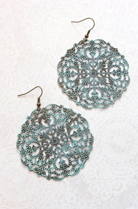 Big Lacy Filigree Earrings - Denim