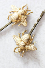 Load image into Gallery viewer, Bee Bobby Pins - Gold Brass (set of 2 pins)