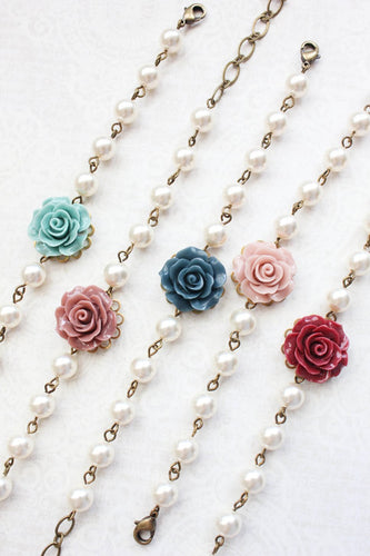 Rose and Pearl Bracelets