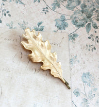 Load image into Gallery viewer, Raw Gold Brass Oak Leaf Bobby Pin