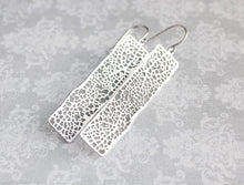 Load image into Gallery viewer, Long Bar Filigree Earrings - Silver