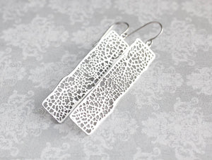 Long Bar Filigree Earrings - Silver